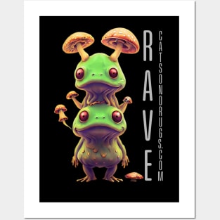 Techno T-Shirt - Psychedelic Techno Frog - Catsondrugs.com - Techno, rave, edm, festival, techno, trippy, music, 90s rave, psychedelic, party, trance, rave music, rave krispies, rave flyer T-Shirt Posters and Art